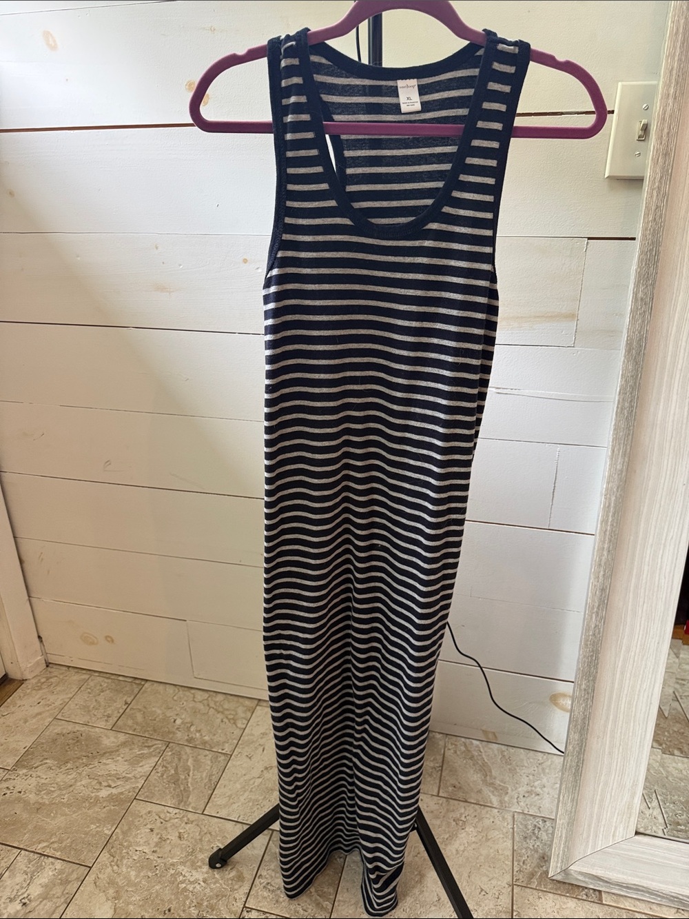west loop Black and White Striped Tank Maxi Dress